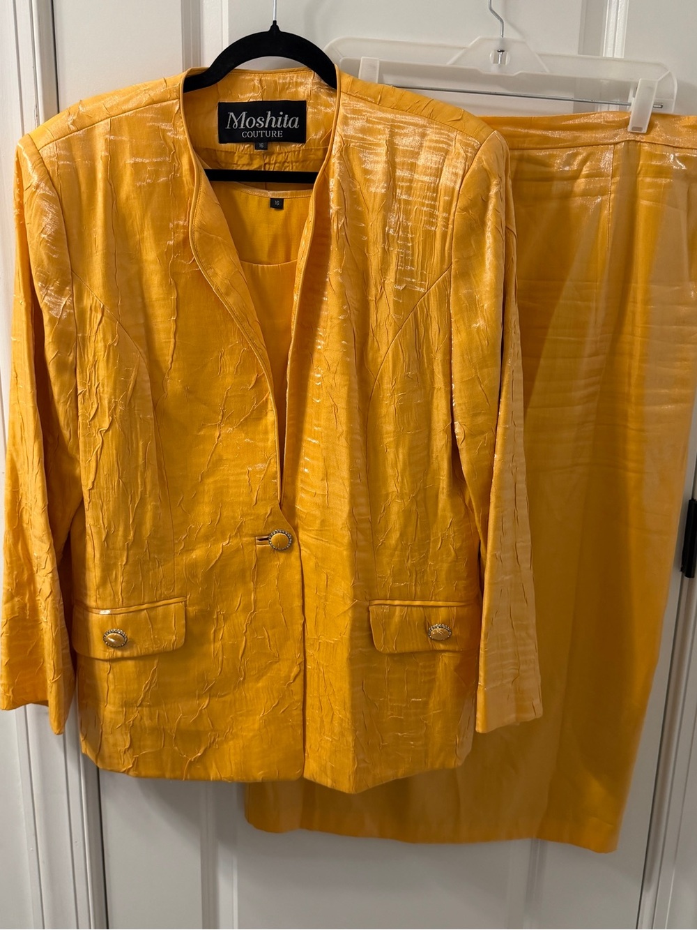 Moshita Couture crinkled textured 3 piece Skirt suit set size 16 1X